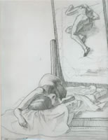 Woman sleeping with reflection in...