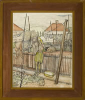 Min, Hanging out washing, circa 1940