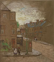 Children waiting on the corner of a...