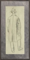 Rear view of man standing, circa 1925