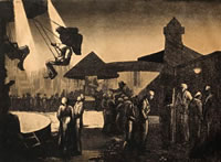 Night time at the fun fair circa 1925