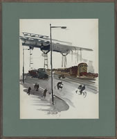 Cyclists and pedestrians by the docks
