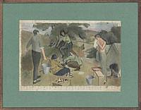Colour composition with men and...