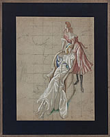 Seated lady wearing  a boater