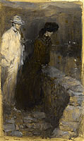 Night scene: pensive couple