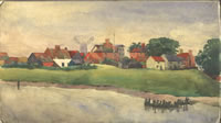 Village along estuary