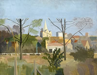  Village scene with pollarded trees