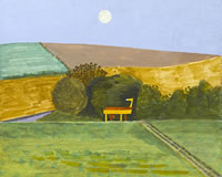 Landscape with threshiing machine