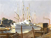 Cruise Boat and Sail Boat at Wapping